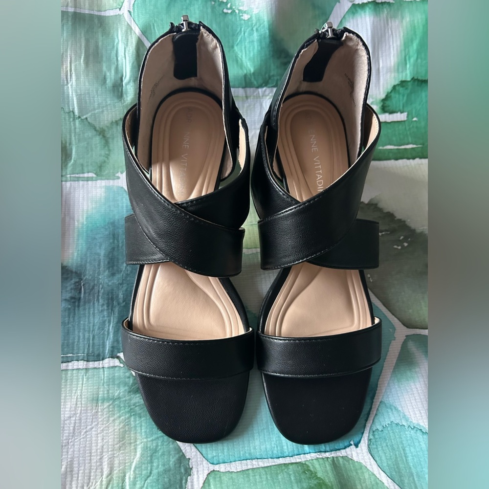 ADRIENNE VITTADINI Women’s Black Strap Heels Shoe Brand New Size 7 Astoric